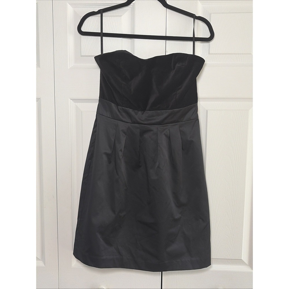 Banana Republic Strapless Velvet Mini Dress Womens Size 8 Black Party LBD Cotton